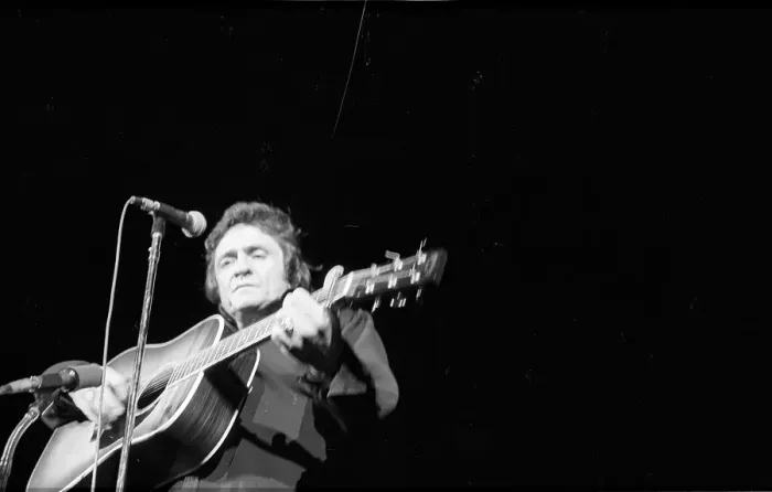 Framed Print : Johnny Cash Performing In Anaheim Framed Print : Johnny Cash Performing In Anaheim
