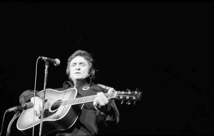 Framed Print : Johnny Cash Performing In Anaheim Framed Print : Johnny Cash Performing In Anaheim