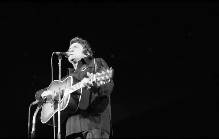 Framed Print : Johnny Cash Performing In Anaheim Framed Print : Johnny Cash Performing In Anaheim