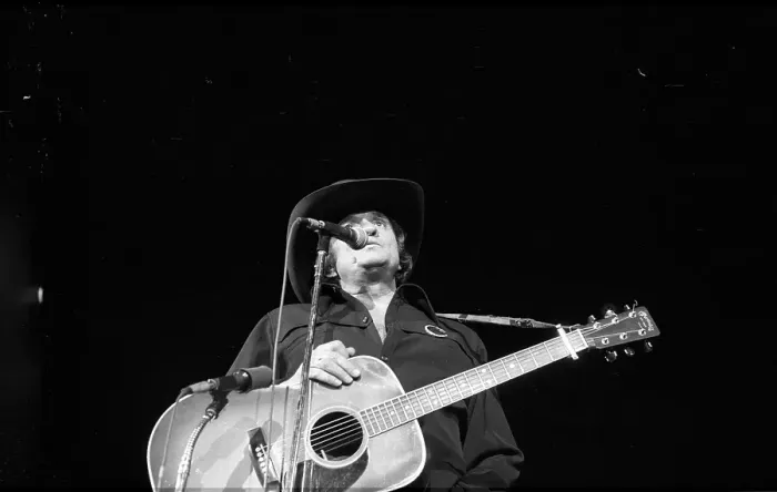 Framed Print : Johnny Cash Performing In Anaheim