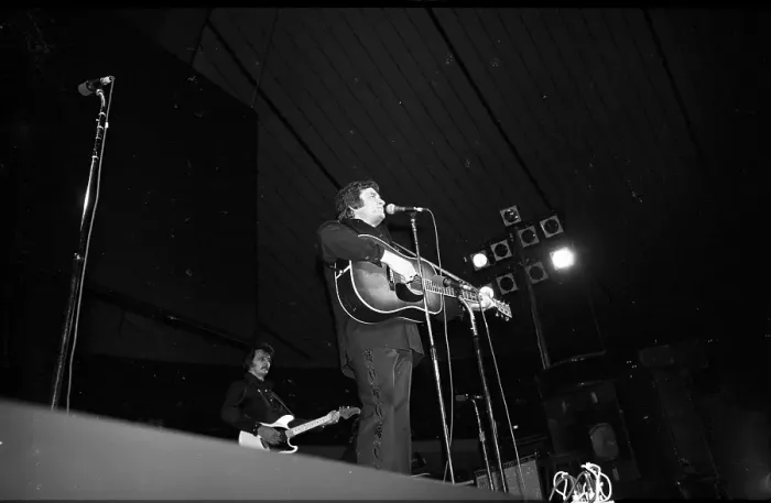 Framed Print : Johnny Cash Performing In Anaheim