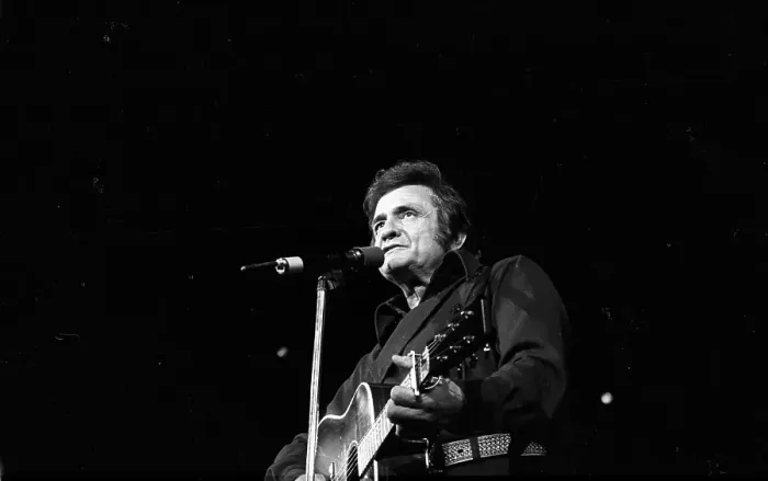 Framed Print : Johnny Cash Performing In Anaheim Framed Print : Johnny Cash Performing In Anaheim