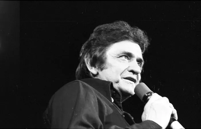 Framed Print : Johnny Cash Performing In Anaheim Framed Print : Johnny Cash Performing In Anaheim