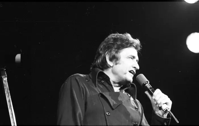 Framed Print : Johnny Cash Performing In Anaheim Framed Print : Johnny Cash Performing In Anaheim
