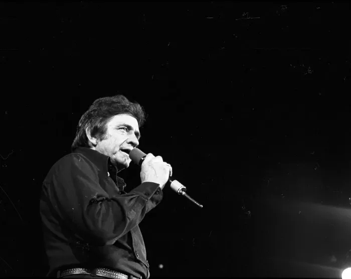 Framed Print : Johnny Cash Performing In Anaheim Framed Print : Johnny Cash Performing In Anaheim