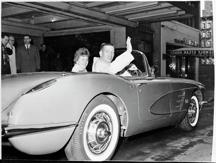 Framed Print : Johnny and Dorothy Unitas in Chevrolet Corvette Framed Print : Johnny and Dorothy Unitas in Chevrolet Corvette