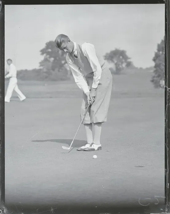 Framed Print : Johnny Fischer Positioning His Golf Club Framed Print : Johnny Fischer Positioning His Golf Club