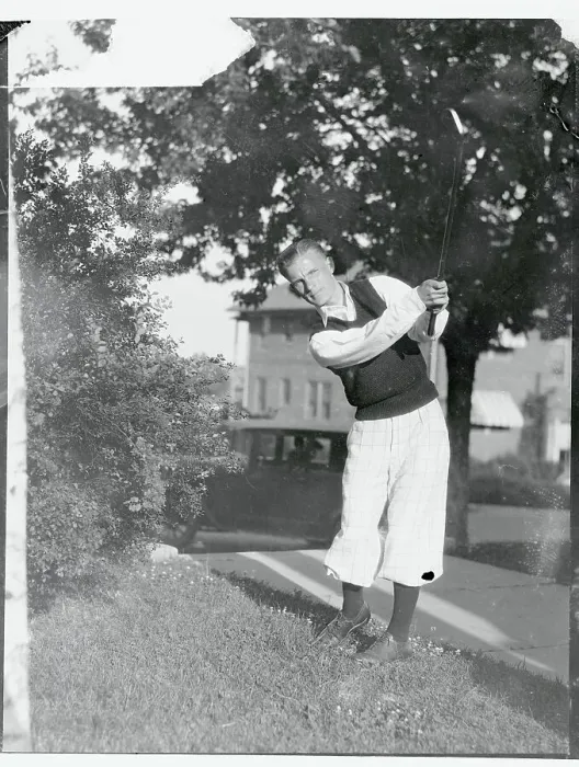 Framed Print : Johnny Goodman Swinging His Golf Club
