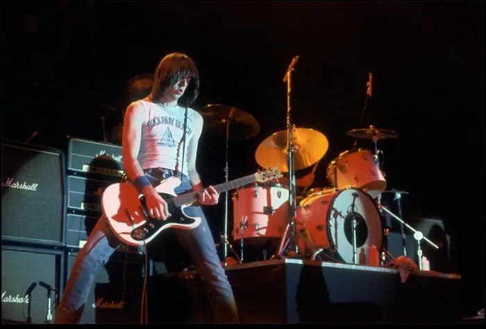 Framed Print : Johnny Ramone Performing Wearing Rockaway Beach T-Shirt Framed Print : Johnny Ramone Performing Wearing Rockaway Beach T-Shirt