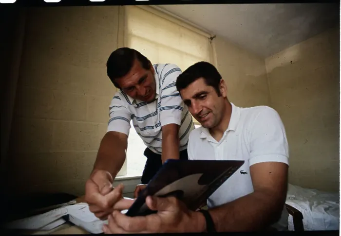 Framed Print : Johnny Unitas and Earl Morrall During Practice Framed Print : Johnny Unitas and Earl Morrall During Practice