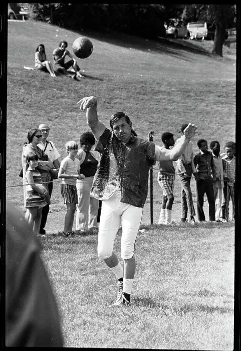 Framed Print : Johnny Unitas Exercises at Baltimore Colts Training Camp