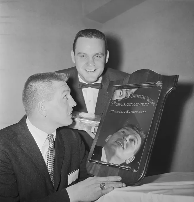 Framed Print : Johnny Unitas Reciving Award Framed Print : Johnny Unitas Reciving Award