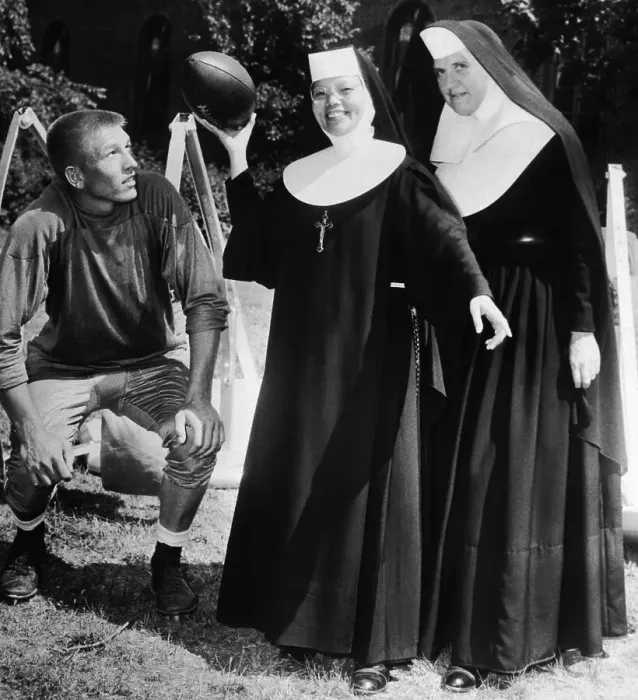 Framed Print : Johnny Unitas Teaches Nuns How to Throw Football Framed Print : Johnny Unitas Teaches Nuns How to Throw Football