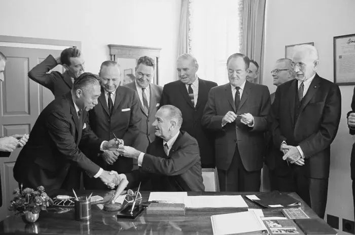 Framed Print : Johnson Signing Clean Air Bill