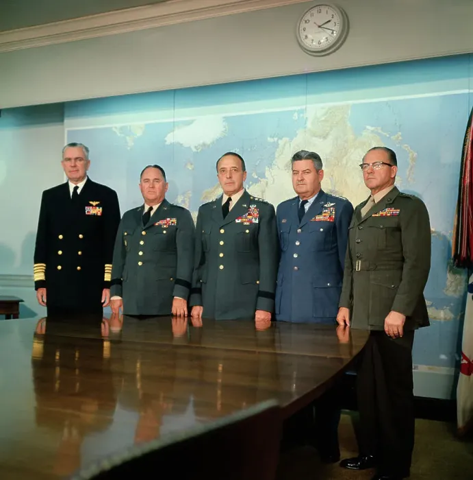 Framed Print : Joint Chiefs of staff Posing near Map Framed Print : Joint Chiefs of staff Posing near Map