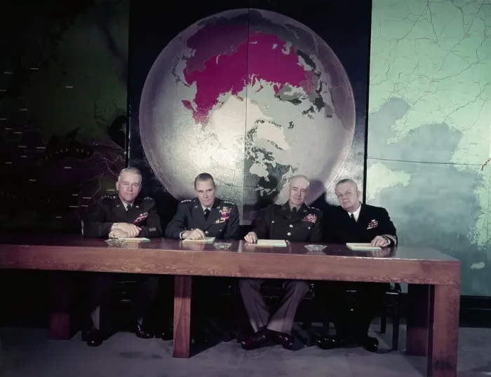 Framed Print : Joint Chiefs of Staff Sitting at Global Table Framed Print : Joint Chiefs of Staff Sitting at Global Table