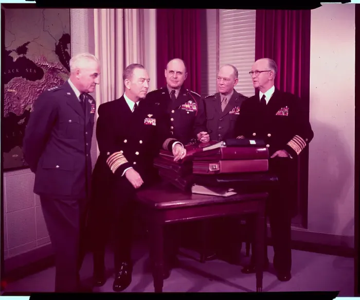 Framed Print : Joint Chiefs of Staff Standing Around Table