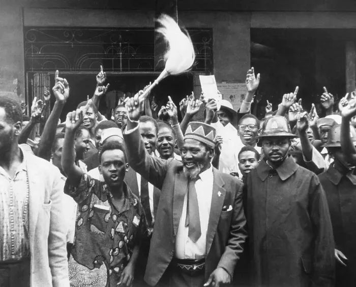 Framed Print : Jomo Kenyatta Waving Plume At Crowd Framed Print : Jomo Kenyatta Waving Plume At Crowd