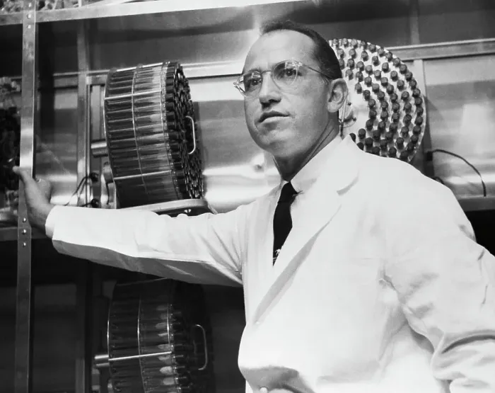 Framed Print : Jonas Salk in his Laboratory Framed Print : Jonas Salk in his Laboratory