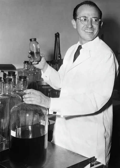 Framed Print : Jonas Salk in his Laboratory Framed Print : Jonas Salk in his Laboratory