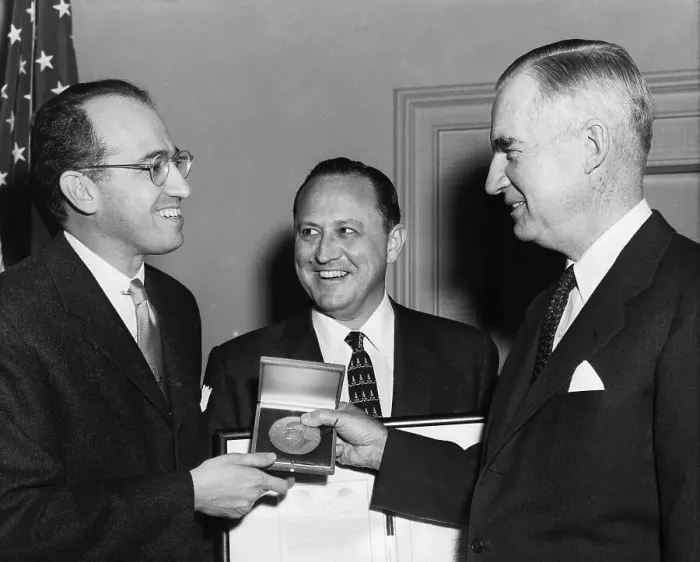 Framed Print : Jonas Salk Receiving Award Framed Print : Jonas Salk Receiving Award