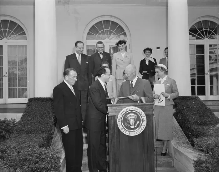 Framed Print : Jonas Salk Receiving Citation from Eisenhower