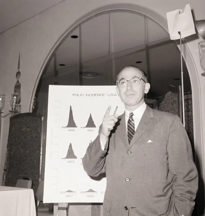 Framed Print : Jonas Salk Speaking at Press Conference Framed Print : Jonas Salk Speaking at Press Conference