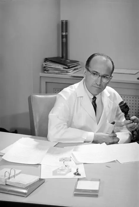 Framed Print : Jonas Salk Speaking with Reporters Framed Print : Jonas Salk Speaking with Reporters