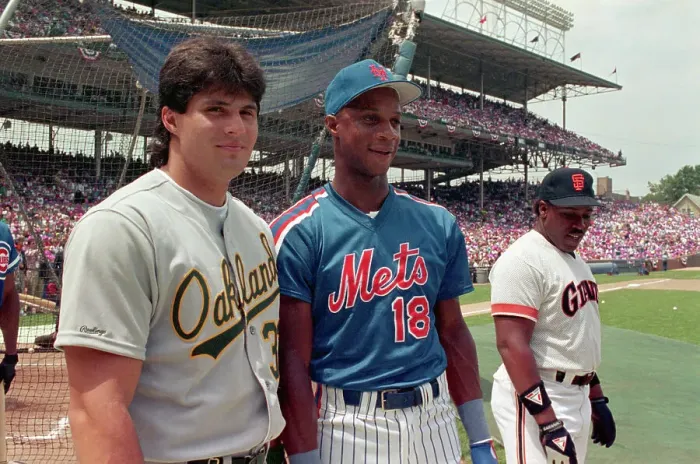 Framed Print : Jose Canseco and Darryl Strawberry Conversing Framed Print : Jose Canseco and Darryl Strawberry Conversing