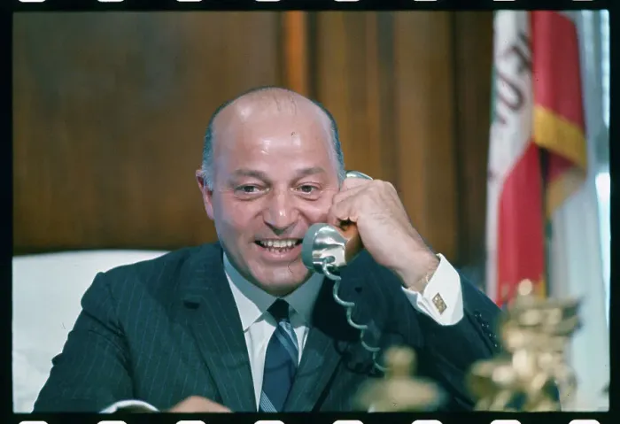 Framed Print : Joseph Alioto Talking on the Telephone Framed Print : Joseph Alioto Talking on the Telephone