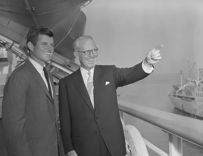 Framed Print : Joseph and Edward Kennedy Standing on Ship Framed Print : Joseph and Edward Kennedy Standing on Ship
