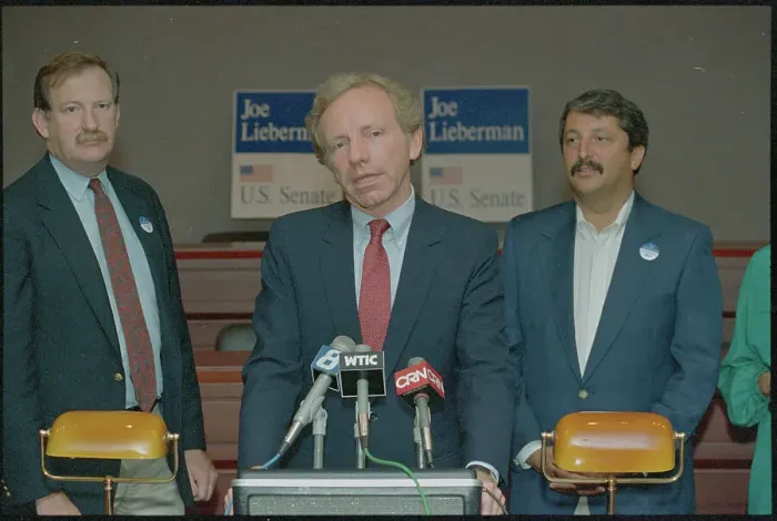 Framed Print : Joseph Lieberman Attending News Conference Framed Print : Joseph Lieberman Attending News Conference