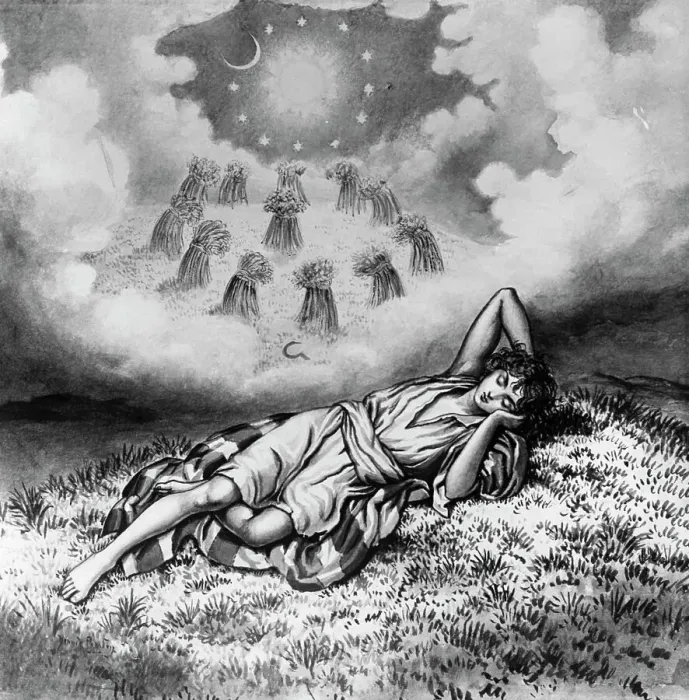 Framed Print : Joseph Lying In Field Dreaming Framed Print : Joseph Lying In Field Dreaming