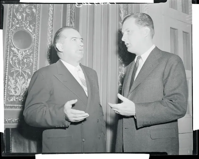 Framed Print : Joseph McCarthy Conferring With His Attorney Framed Print : Joseph McCarthy Conferring With His Attorney