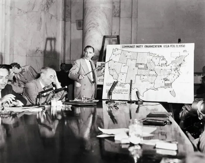 Framed Print : Joseph McCarthy Pointing at Map Framed Print : Joseph McCarthy Pointing at Map