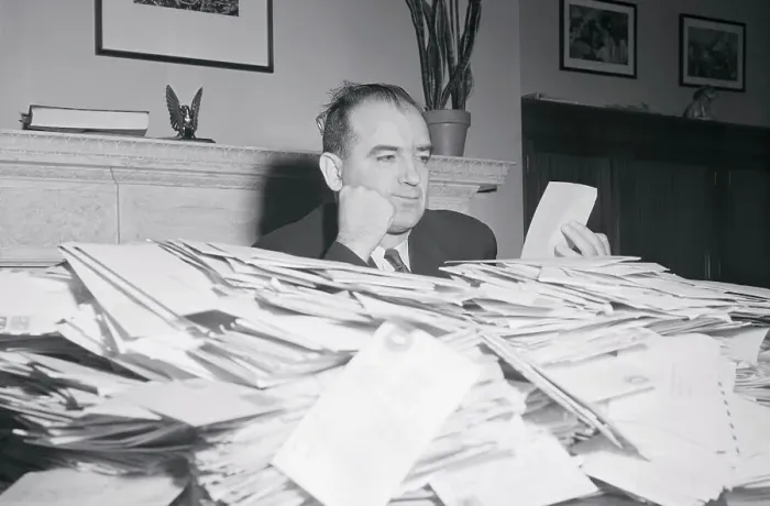 Framed Print : Joseph McCarthy Reading Tons of Letters Framed Print : Joseph McCarthy Reading Tons of Letters