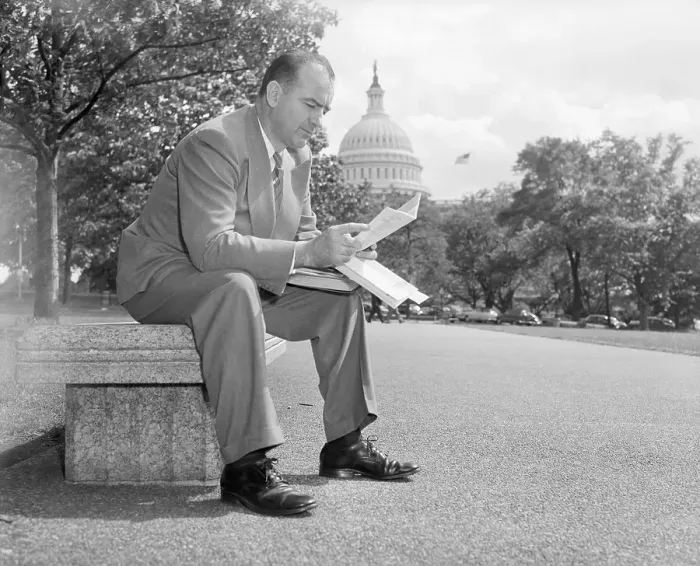 Framed Print : Joseph McCarthy Sitting on Bench Framed Print : Joseph McCarthy Sitting on Bench