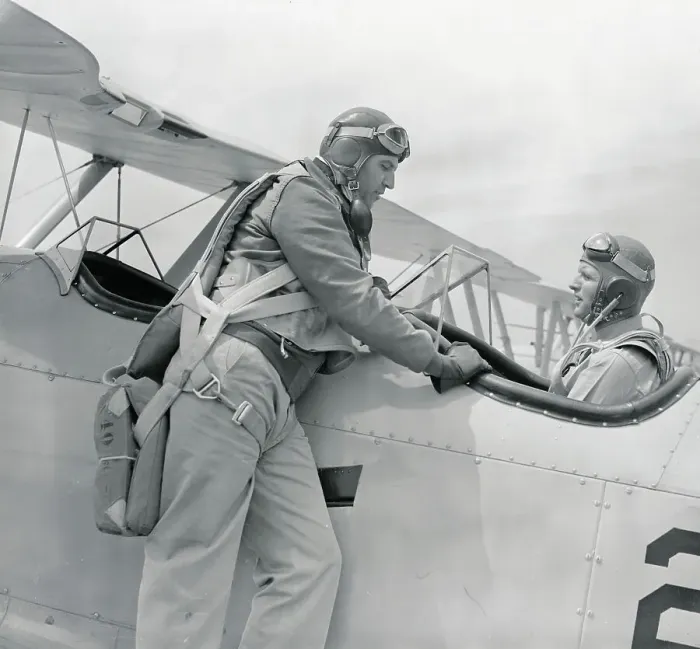 Framed Print : Joseph P. Kennedy Jr. in Airplane Receiving Training From Instructor