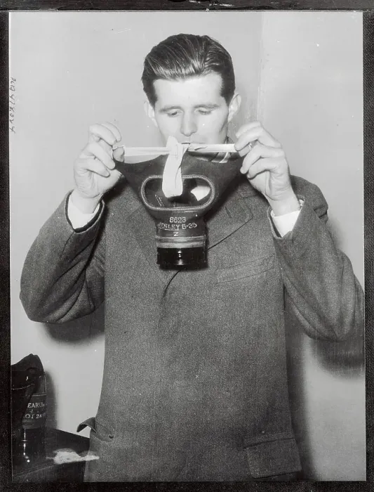 Framed Print : Joseph P. Kennedy, Jr. with Gas Mask Framed Print : Joseph P. Kennedy, Jr. with Gas Mask