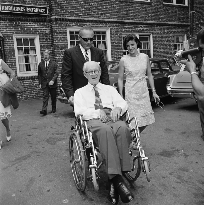 Framed Print : Joseph P. Kennedy Leaving the Hospital After Visiting His Son Framed Print : Joseph P. Kennedy Leaving the Hospital After Visiting His Son