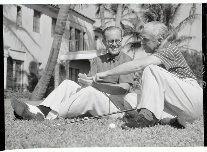 Framed Print : Joseph Patrick Kennedy and Friend Sitting on Lawn