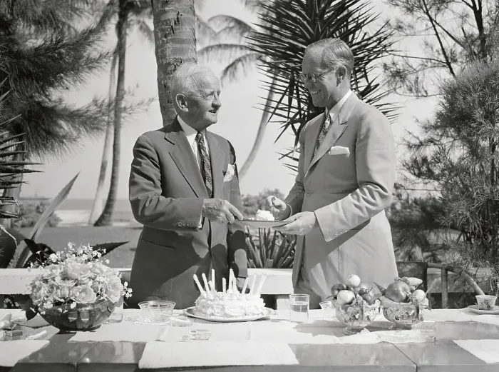 Framed Print : Joseph Patrick Kennedy Standing with His father in Law at Party