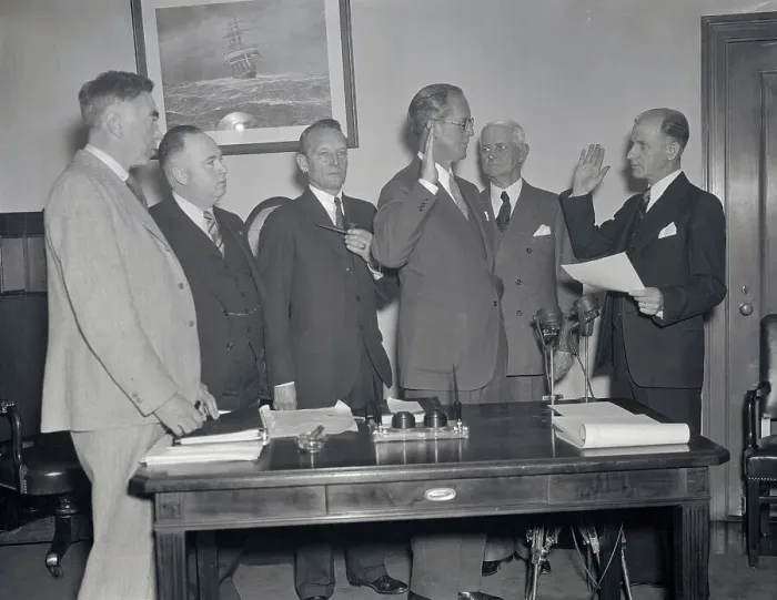 Framed Print : Joseph Patrick Kennedy Being Sworn in as Maritime Commissioner Framed Print : Joseph Patrick Kennedy Being Sworn in as Maritime Commissioner