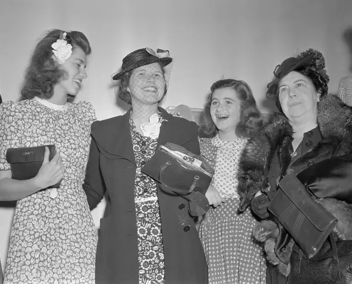 Framed Print : Joseph Patrick Kennedy's Daughter Rosemary Being Greeted by Her Sisters Framed Print : Joseph Patrick Kennedy's Daughter Rosemary Being Greeted by Her Sisters