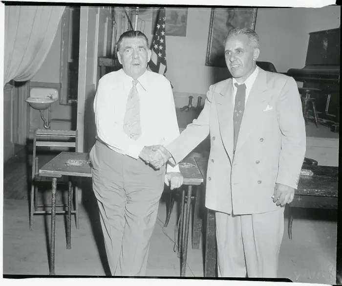 Framed Print : Joseph Ryan Shaking Hands with Anthony Anastasia Framed Print : Joseph Ryan Shaking Hands with Anthony Anastasia