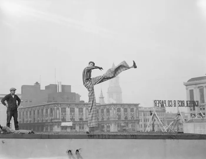 Framed Print : Joseph De Vigilio on Stilts on Rooftop Framed Print : Joseph De Vigilio on Stilts on Rooftop
