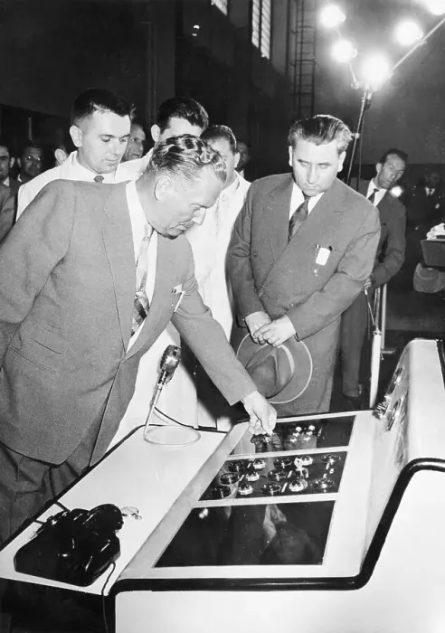 Framed Print : Josip Broz Tito Activating a Nuclear Reactor Framed Print : Josip Broz Tito Activating a Nuclear Reactor