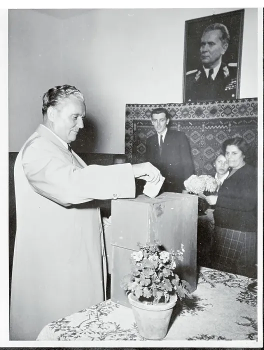 Framed Print : Josip Broz Tito Casting a Ballot Framed Print : Josip Broz Tito Casting a Ballot