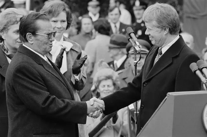 Framed Print : Josip Broz Tito Being Greeted by Jimmy Carter Framed Print : Josip Broz Tito Being Greeted by Jimmy Carter