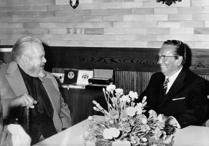 Framed Print : Josip Broz Tito Laughing with Actor Orson Welles Framed Print : Josip Broz Tito Laughing with Actor Orson Welles
